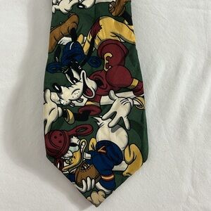 Disney 100% Silk Necktie Mickey Mouse Rugby Football Theme Character Tie